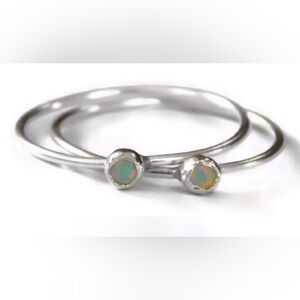 Elegant Silver Fire Opal Stacking Rings Size 4